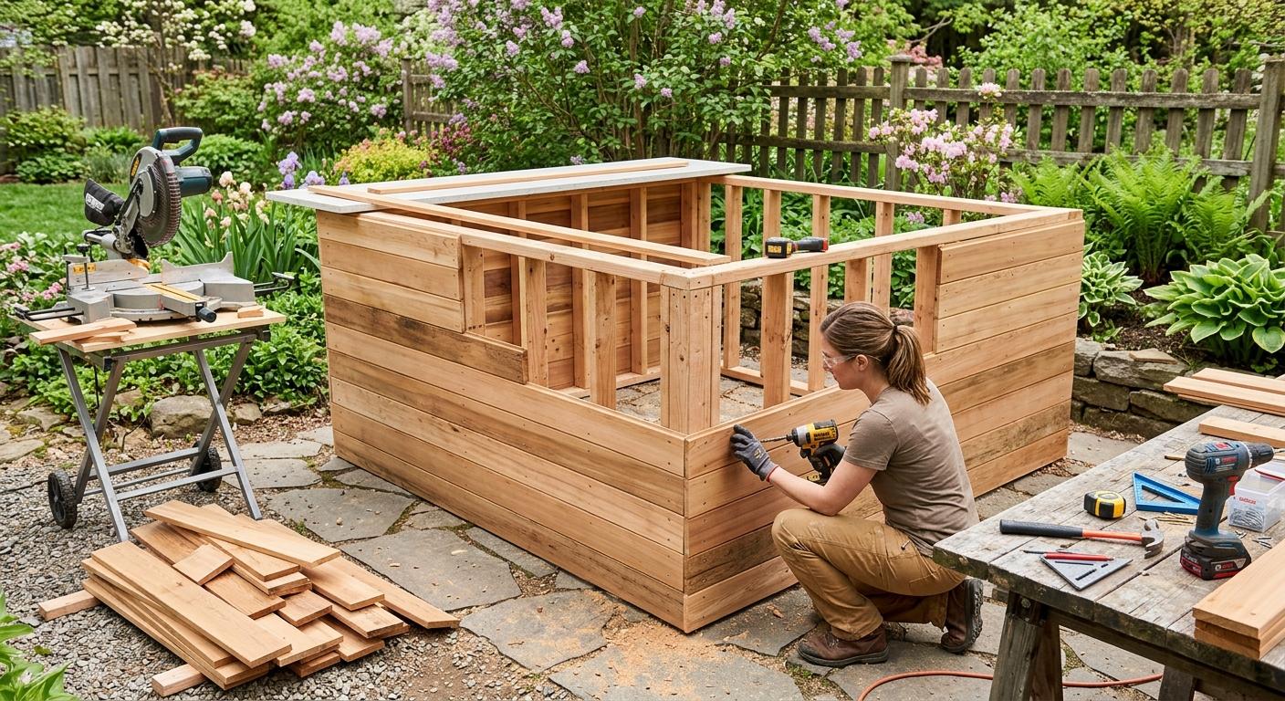 Cedar tongue-and-groove cladding on the bar frame