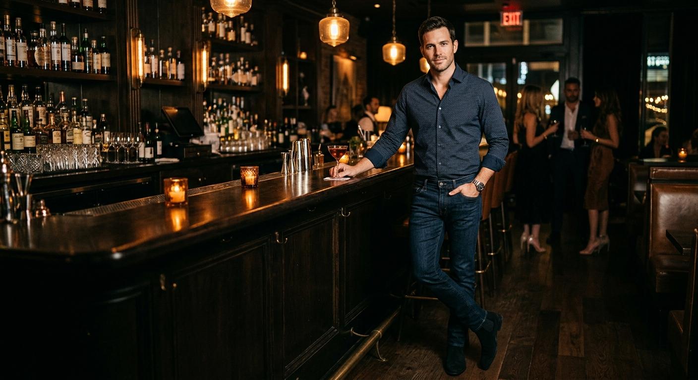 Thursday date night — dark jeans, patterned shirt, chelsea boots