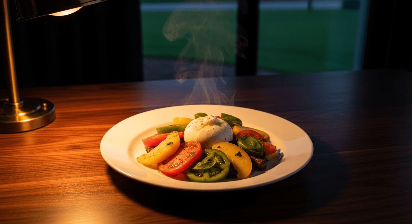 Heirloom Tomato and Burrata Salad with Georgia Peach Vinaigrette