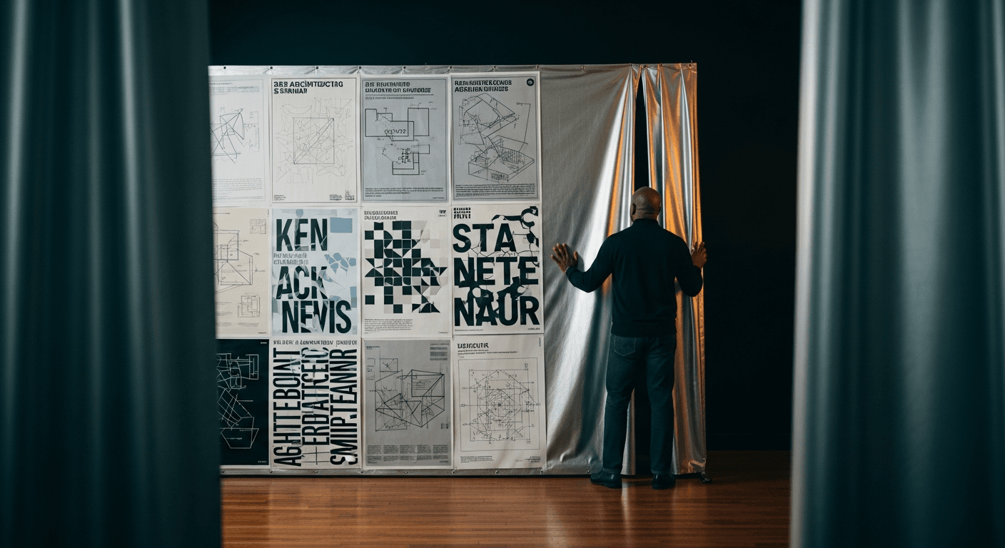 What a silver curtain of 25 years of design posters says about how we actually process architecture