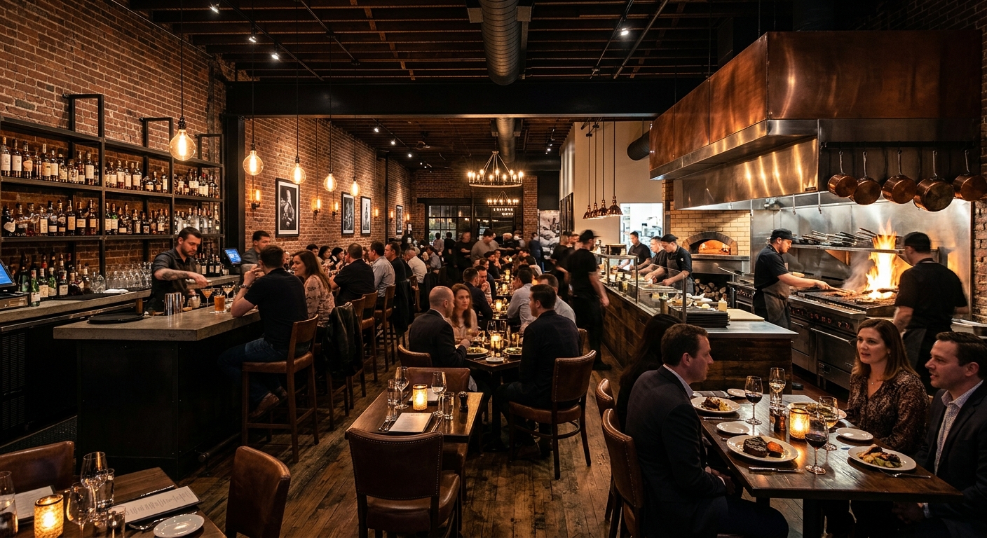 Marcel restaurant interior showing the bar and warm lighting on the Westside