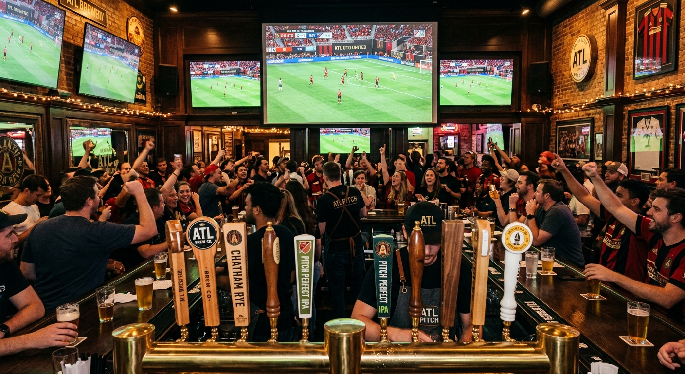 Packed soccer bar in Atlanta during a Champions League match