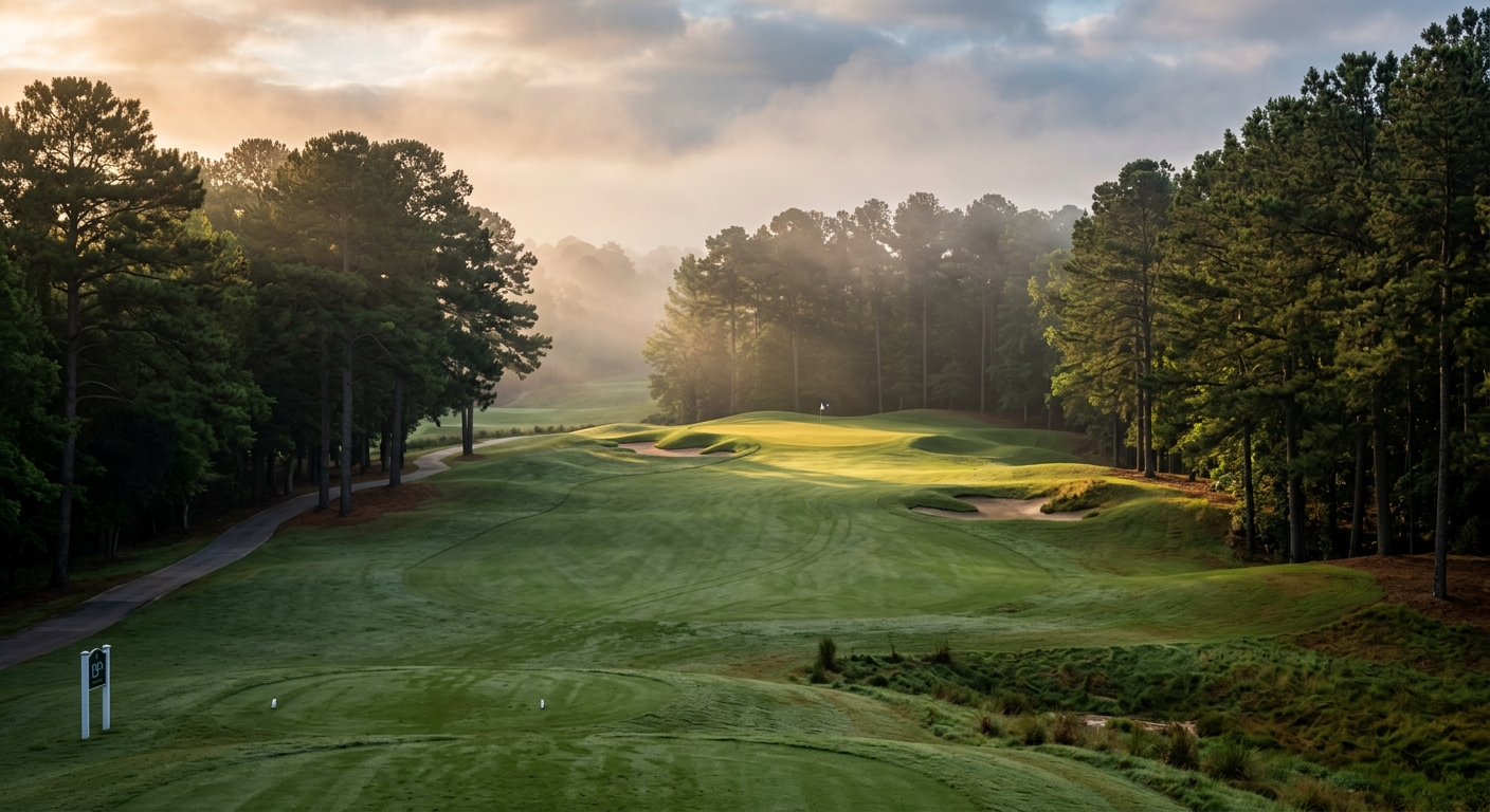 Manicured fairway at Bear's Best Atlanta with Georgia pines