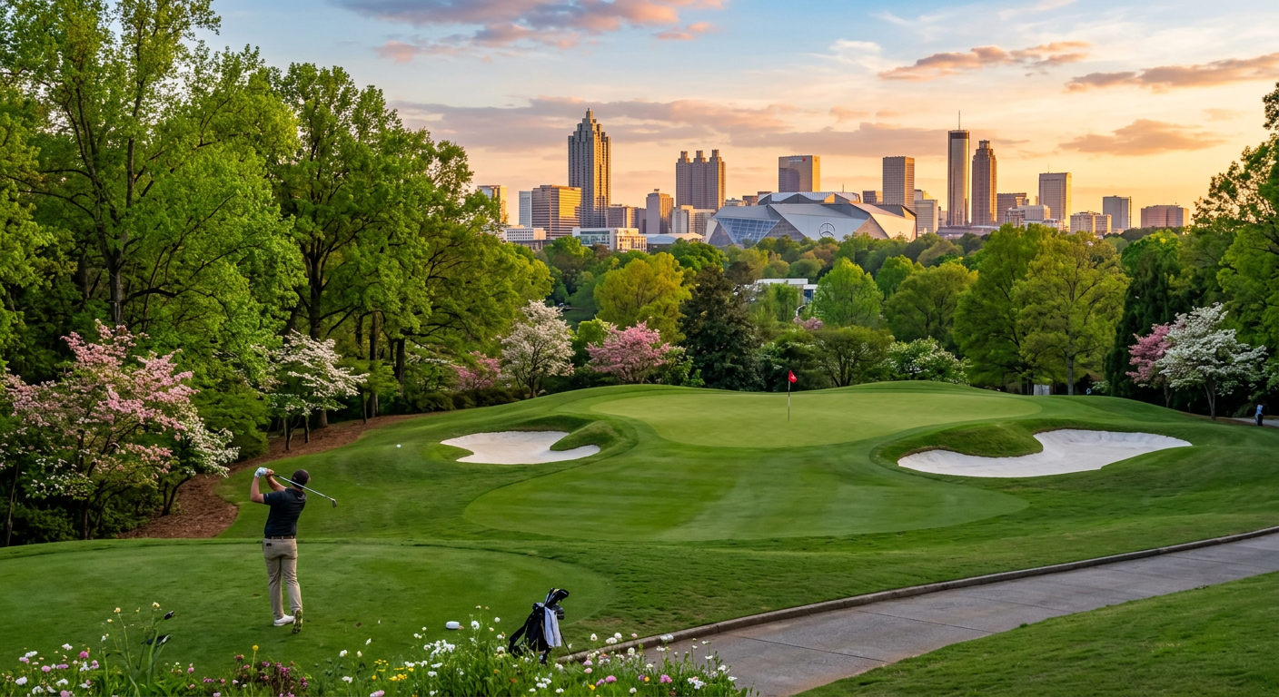 Bobby Jones Golf Course in Buckhead with Atlanta skyline visible