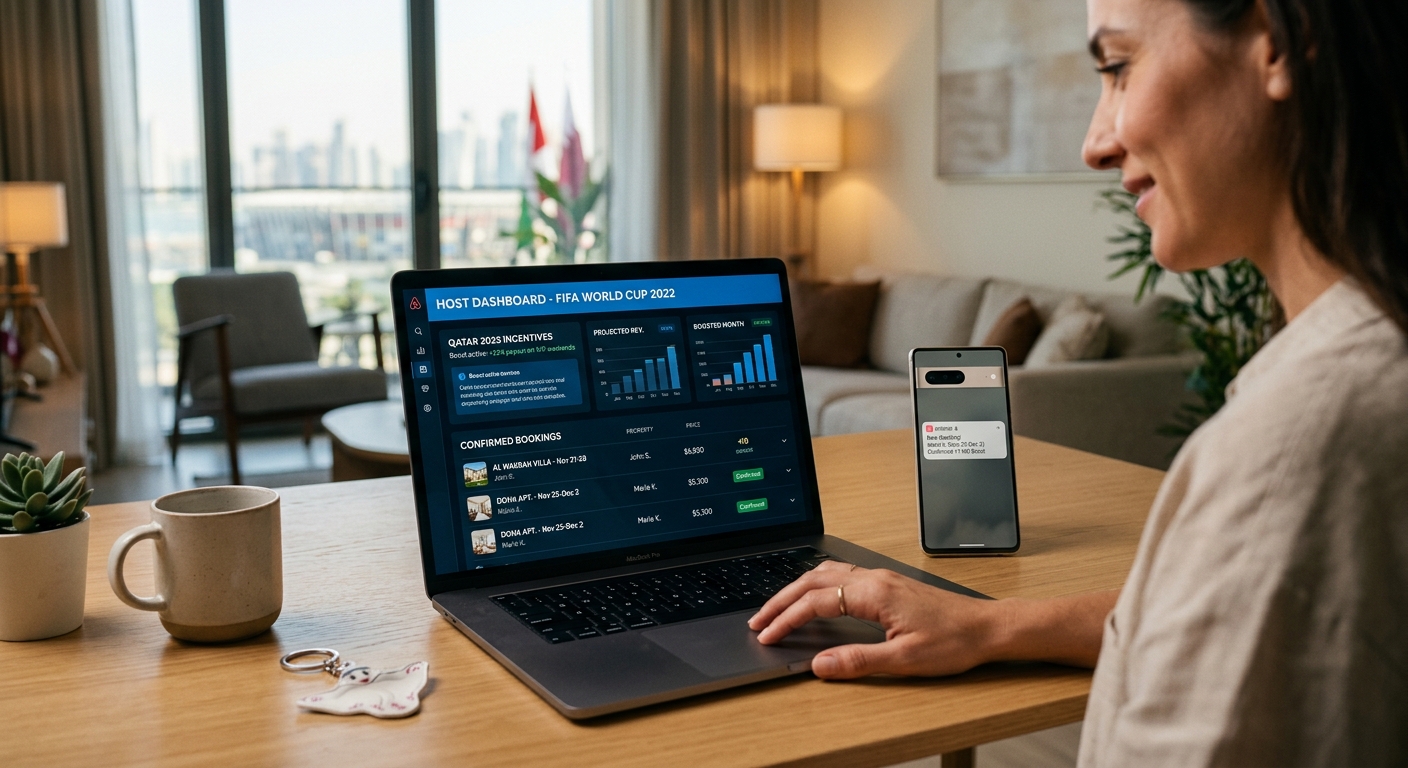 Airbnb host welcome program dashboard showing World Cup incentives and free photography booking