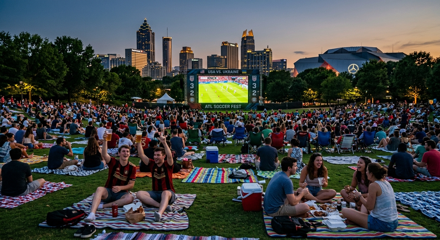 Thousands of fans gathered on Piedmont Park's Great Lawn watching a big screen