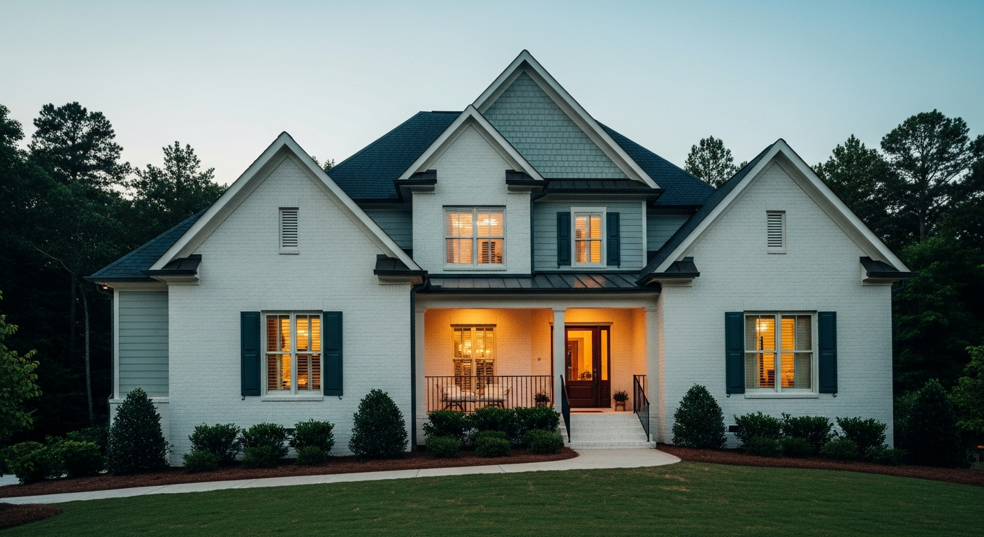 East Cobb pool home, golden hour